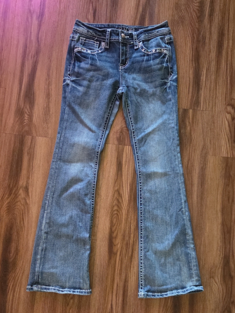 Grace Girl's Light Blue Flare Jeans Size 16